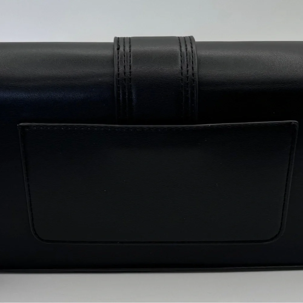 Moda Luxe Black Vegan Leather Violet Crossbody  Handbag‎ 11”LX3.5”WX5.5”H NWT